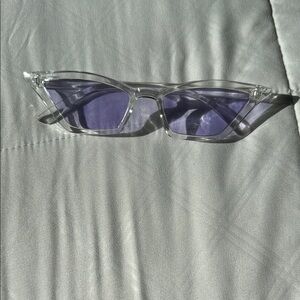 Bew w/o tags Transparent Cat-Eye Sunglasses with Purple Lenses